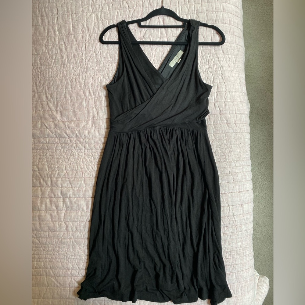 LOFT | Black wrap front dress